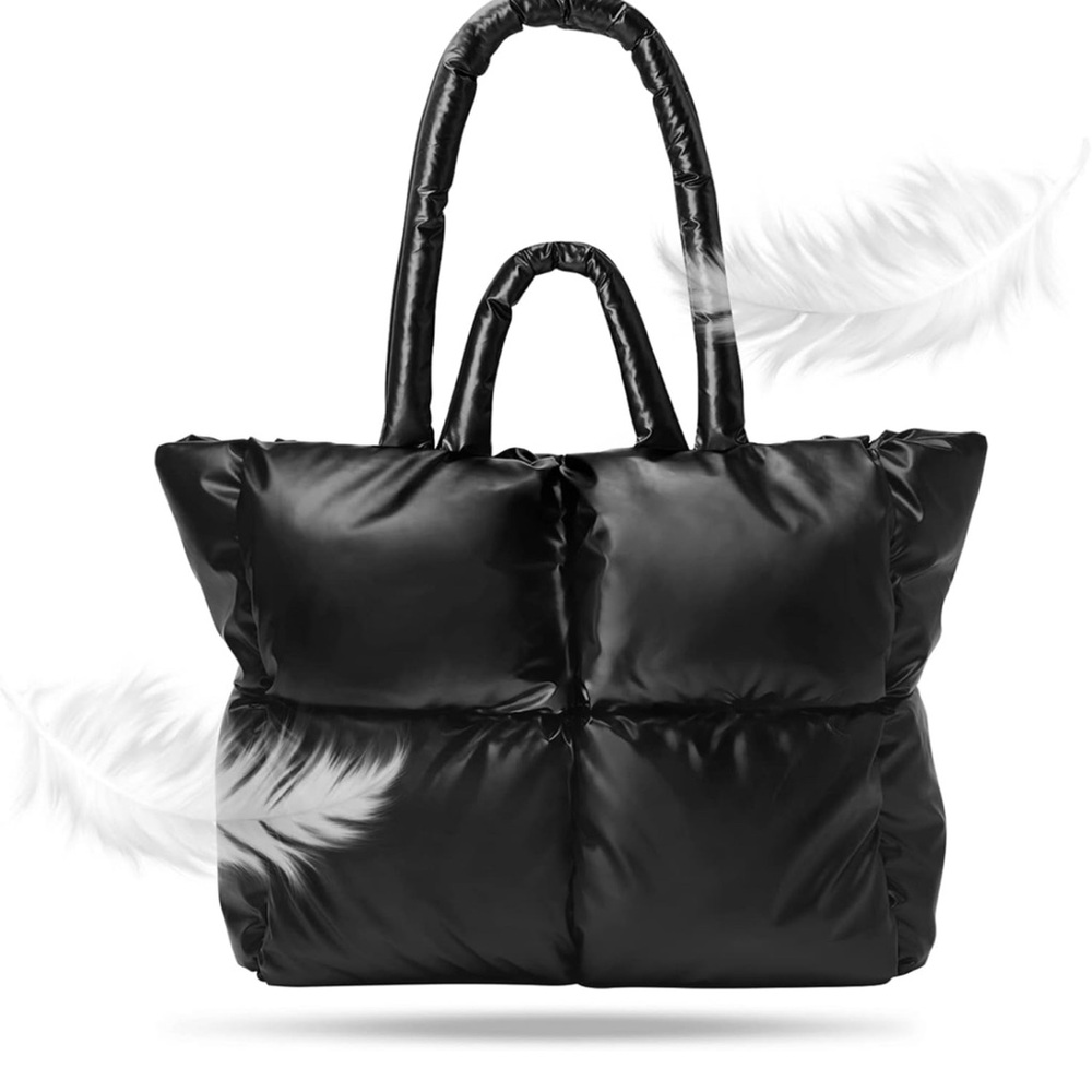 Black Puffer Tote Bag